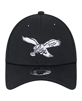 New Era Big Boys and Girls Black Philadelphia Eagles Throwback Main B-Dub 9FORTY Adjustable Hat