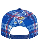 New Era Men's Royal Kansas Jayhawks Plaid 9FIFTY Snapback Hat