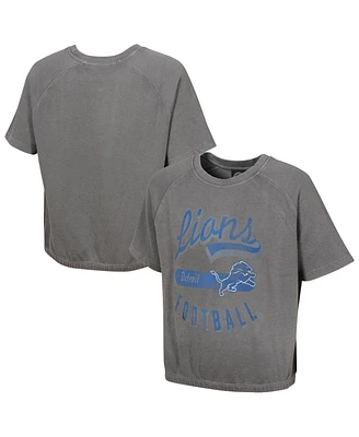 Outerstuff Women's Gray Detroit Lions Mineral Wash Short Sleeve Top