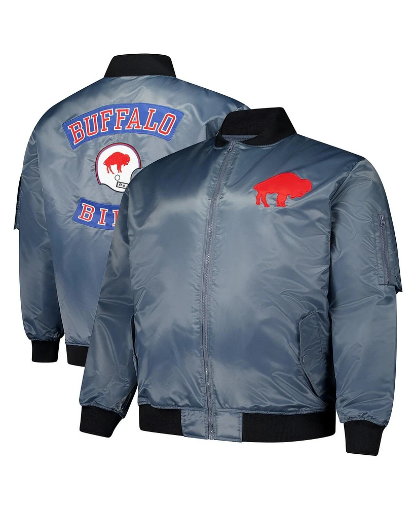 Mitchell & Ness Men's Charcoal Buffalo Bills Big Tall Bomber Full-Zip Jacket