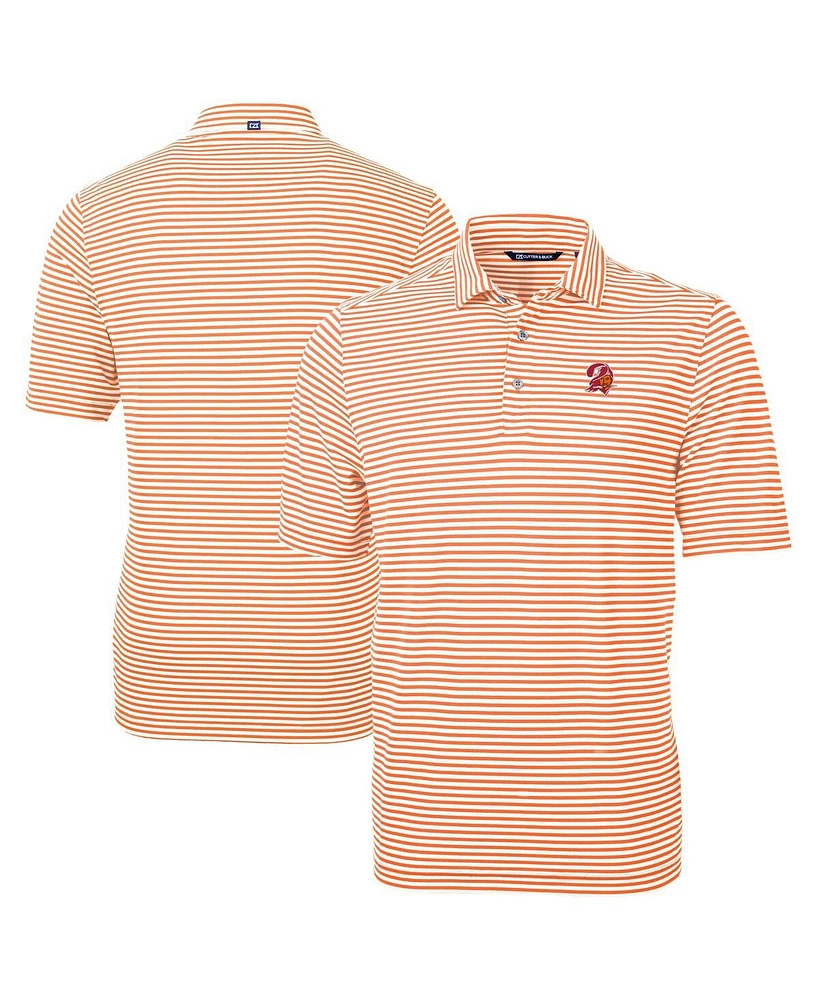 Cutter Buck Men's Orange Tampa Bay Buccaneers Virtue Eco Pique Stripe Polo