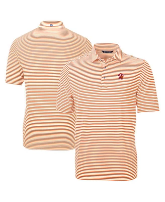 Cutter Buck Men's Orange Tampa Bay Buccaneers Virtue Eco Pique Stripe Polo