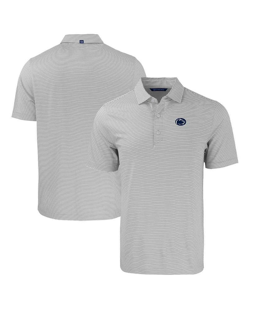 Cutter Buck Men's Gray/White Penn State Nittany Lions Forge Eco Double Stripe Stretch Polo