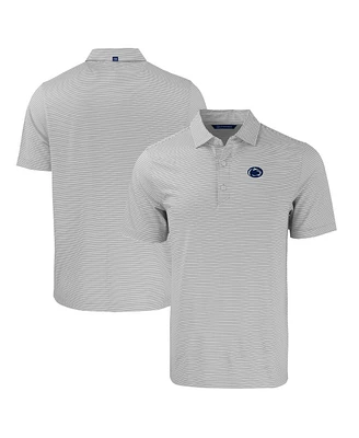 Cutter Buck Men's Gray/White Penn State Nittany Lions Forge Eco Double Stripe Stretch Polo