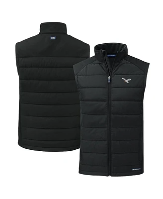 Cutter Buck Men's Black Philadelphia Eagles Throwback Evoke Hybrid Eco Softshell Full-Zip Vest