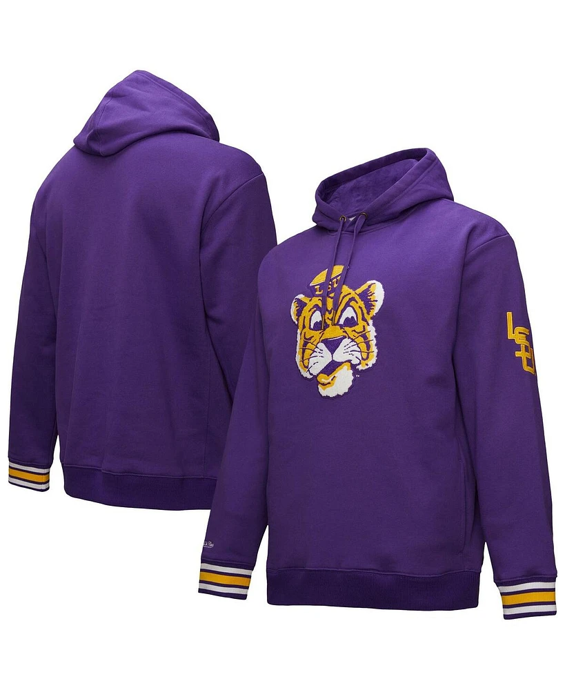 Mitchell & Ness Men's Purple Lsu Tigers Chainstitch Fleece Pullover Hoodie