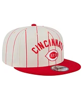 New Era Men's White Cincinnati Reds Jersey Pinstripe 9FIFTY Snapback Hat