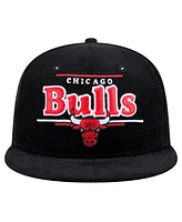 New Era Men's Black Chicago Bulls Throwback Display Corduroy 9FIFTY Snapback Hat