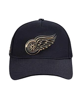 Pro Standard Men's Black Detroit Red Wings Metallic Logo Pinch Front Adjustable Hat