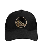 Pro Standard Men's Black/Golden State Warriors Metallic Logo Pinch Front Adjustable Hat