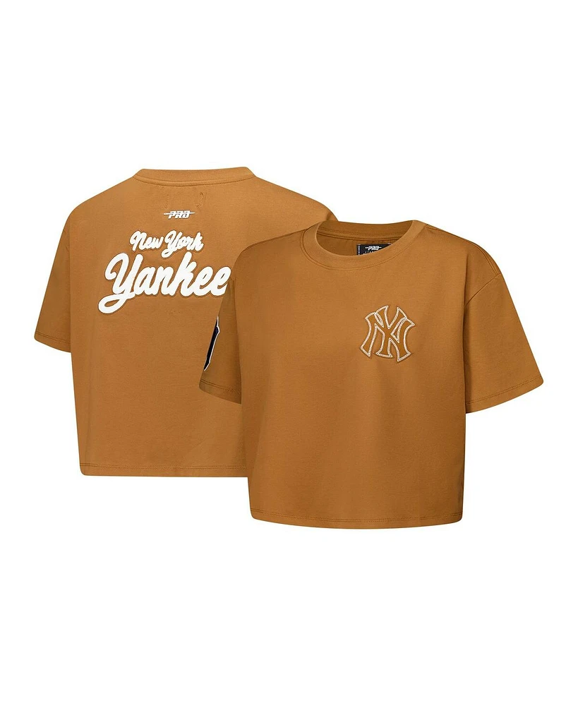 Pro Standard Women's Brown New York Yankees Paint The City Cropped Boxy T-Shirt