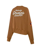 Pro Standard Women's Brown Baltimore Orioles Paint The City Pullover Cropped Sweatshirt