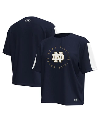 Under Armour Women's Navy Notre Dame Fighting Irish Challenger Waist Length Boxy Oversized T-Shirt