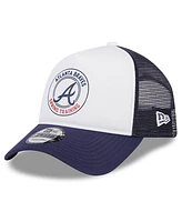 New Era Men's White/Navy Atlanta Braves Spring Training Circle Foam A-Frame 9FORTY Trucker Adjustable Hat