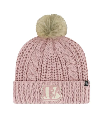 '47 Brand Women's Dusty Rose Cincinnati Bengals Meeko Cuffed Knit Hat with Pom