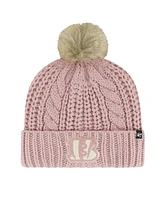 '47 Brand Women's Dusty Rose Cincinnati Bengals Meeko Cuffed Knit Hat with Pom