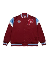 Mitchell & Ness Men's Burgundy Philadelphia Phillies Heavyweight Button Front Satin Full-Snap Jacket