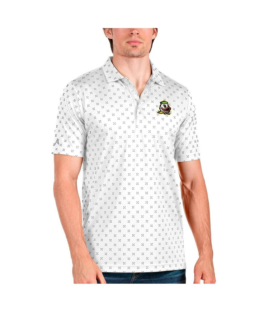 Antigua Men's White/Steel Oregon Ducks Spark Polo