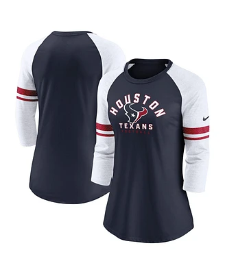 Nike Women's Navy Houston Texans 3/4-Sleeve Raglan Fashion T-Shirt