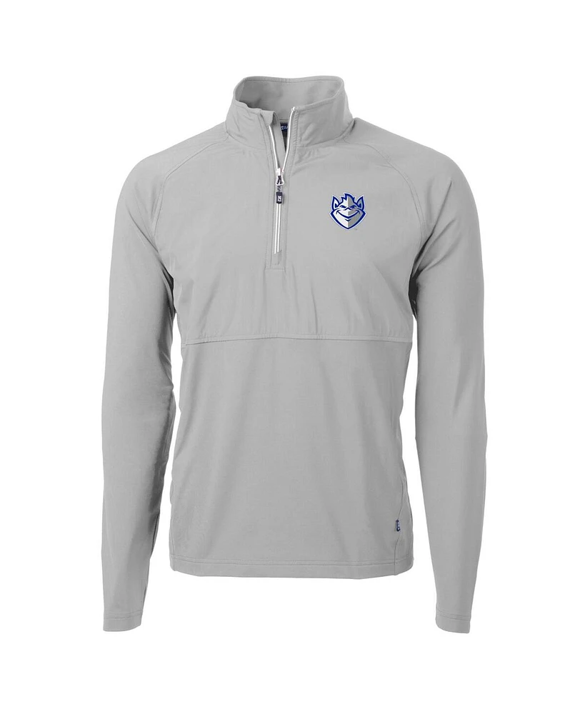 Cutter & Buck Men's Silver Saint Louis Billikens Adapt Knit Hybrid Quarter-Zip Pullover Top