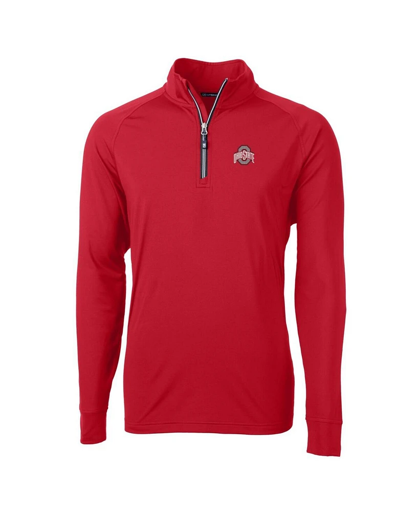 Cutter & Buck Men's Scarlet Ohio State Buckeyes Adapt Knit Quarter-Zip Pullover Jacket