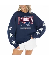 Gameday Couture Women's Navy New England Patriots Rhinestone Star Sleeve Settle the Score Tri-Blend Pullover