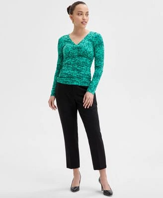 I.N.C. International Concepts Petite Printed Ruched Top Slim Leg Pants Exclusively At Macys