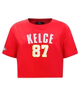 Pro Standard Women's Travis Kelce Red Kansas City Chiefs Player Name Number Cropped Boxy T-Shirt