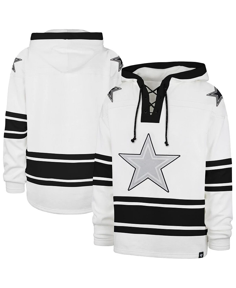 '47 Brand Men's White Dallas Cowboys After Image Superior Lacer Pullover Hoodie