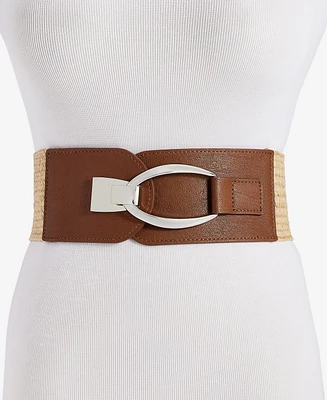 I.n.c. International Concepts Stretch Straw Oval & Hook Belt, Exclusively at Macy's