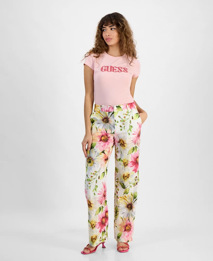 Guess Women's Colette Floral-Print Straight-Leg Pants