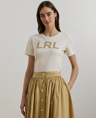 Lauren Ralph Women's French Knot-Logo Cotton Jersey Tee