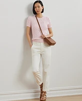 Lauren Ralph Women's Cable-Knit Cotton Short-Sleeve Sweater