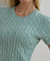 Lauren Ralph Lauren Women's Cable-Knit Cotton Short-Sleeve Sweater