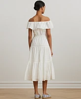 Lauren Ralph Women's Cotton Off-the-Shoulder Tiered Dress