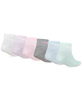 Nike Little Girls Metallic Swoosh Logo Quarter Socks, Pack of 6