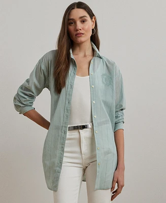 Lauren Ralph Women's Oversize Striped Cotton Voile Shirt