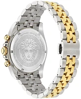 Versace Men's Swiss Chronograph Greca Chrono Wave Two-Tone Stainless Steel Bracelet Watch 43mm