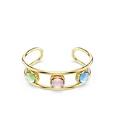 Swarovski Chroma Cushion Cut Green Gold-Tone Plated Cuff Bracelet