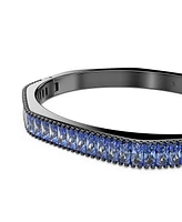 Swarovski Matrix Baguette Cut Blue Ruthenium Plated Bangle Bracelet