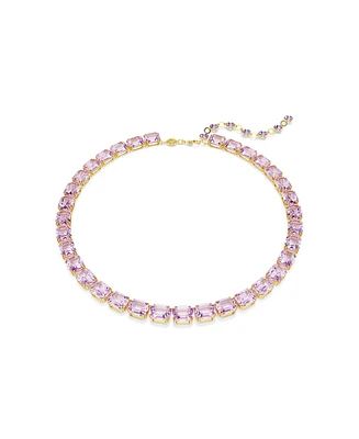 Swarovski Millenia Octagon Cut Purple Gold-Tone Plated Tennis Necklace