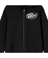 Dr. Pepper Men's White Logo Adult Black Zip-Up Hoodie-3XL