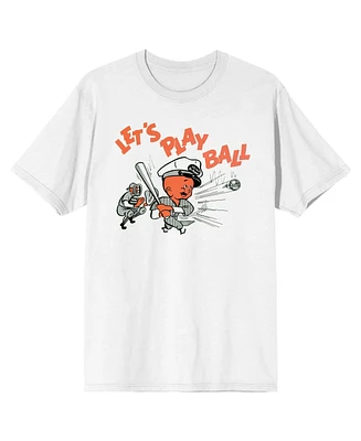 Dr. Pepper Men's Dr Let's Play Ball Vintage Ad White T-shirt-Large