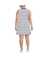 Lands' End Plus Cotton Jersey Notch Neck Dress
