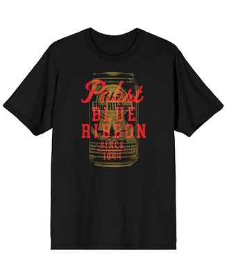 Pabst Blue Ribbon Foaming Mug and Logo Men's Black Graphic Tee-3XL