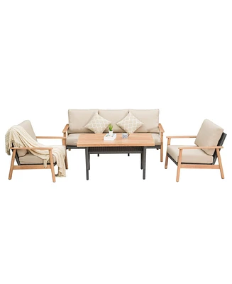 Mondawe Outdoor Wicker Patio Furniture Sets 4 Pieces