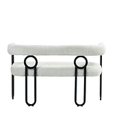 Modern Chenille Fabric 2-Seater Bench Sofa with Arms and Metal Legs for Living Room, Bedroom, or Office-The Pop Home