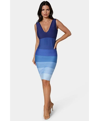 Bebe Women's Ombre Bandage Midi Dress