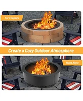 Aoodor Round Smokeless Fire Pit Ring, 36 Inch Double Layer Heavy Duty Metal Fire Pit Insert Liner for Outside Diy Campfire Above or In-Ground, Black