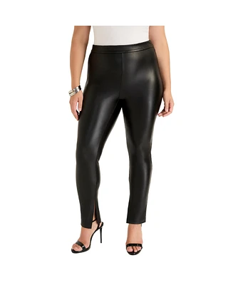 June + Vie Plus Split-Hem Faux Leather Legging